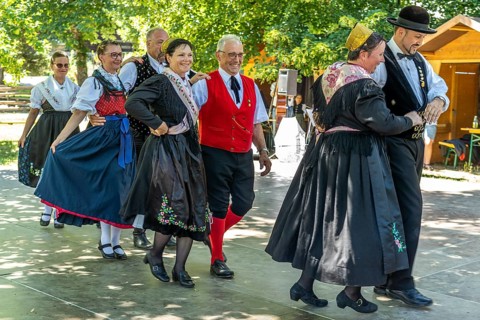 Folk dance group in traditional Black Forest traditional costume, Black Forest Open-Air Museum