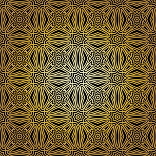 Geometric gold lace seamless pattern. Arabic tile lattice vector background.