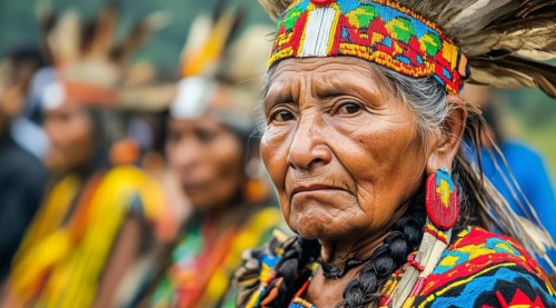 Indigenous peoples of Andes and South America in national clothes., AI generated