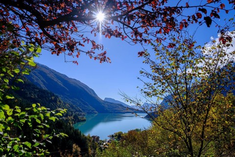 Molveno Lake, Lago di Molveno, Trentino, Italy, Europe