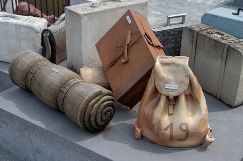 Detail of the memorial for deported Jews during the Nazi era at the DenkOrt Deportationen, 1941 to
