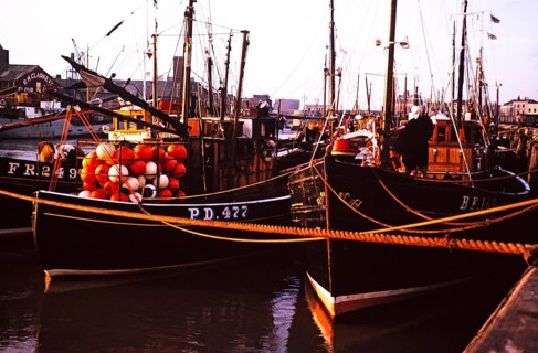 Scottish herring boats in Great Yarmouth, Norfolk, England 1964