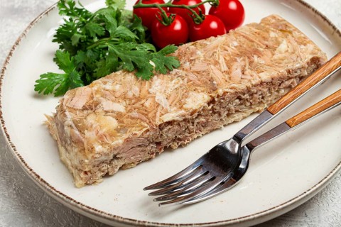 Pork jelly, aspic, homemade, cold appetizer, no people