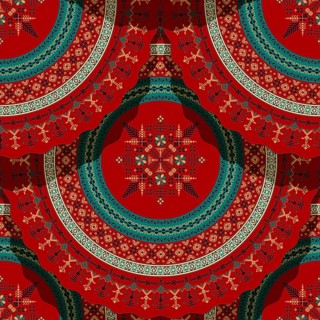 Seamless Latvian embroidery circular pattern, vector template for your design