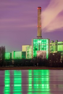 The Lausward combined heat and power plant in Düsseldorf, gas and steam turbine power plant,