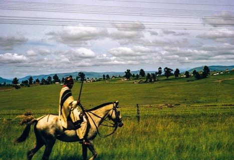 Caption: Bantu rider, probably South Africa, 1960s