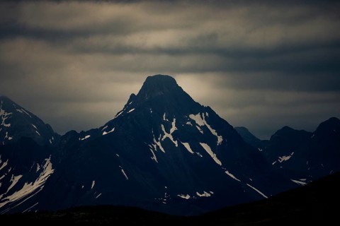 Summit of the Biberkopf in the morning light with dramatic clouds, Lech, Lechquellengebirge,
