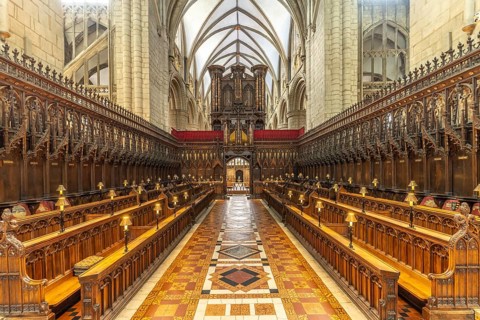 Choir and organ of Gloucester Cathedral, England, Great Britain