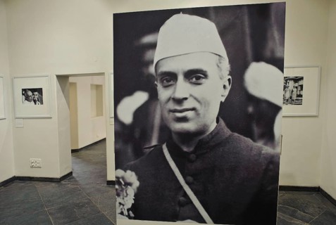Photograph of Jawaharlal Nehru, former Prime Minister of India, inside Anand Bhawan, the former