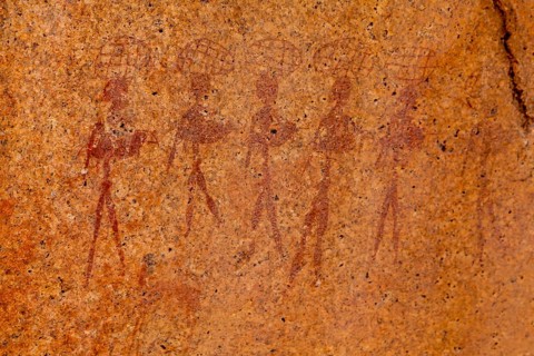 Rock drawing, Erongo Mountains, Namibia, Africa