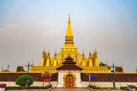 Pha That Luang - The national symbol of Laos in the capital Vientiane, Laos, Asia