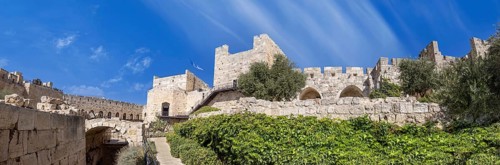 Jerusalem, Israel, landmark citadel Migdal David Tower of David in Old City near Jaffa Gate., Asia
