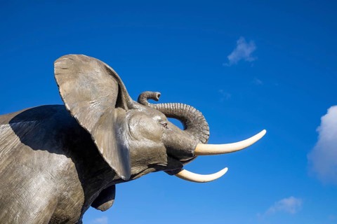 St. Thomas, Ontario, Canada - The Jumbo the Elephant Monument. Jumbo was a famous circus elephant