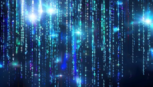 Abstract animation of binary code cascading down like digital rain, representing data insights in