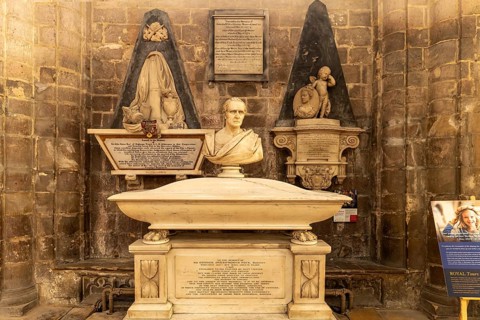 Monument to Sir George Onesiphorus Paul in Gloucester Cathedral, England, Great Britain