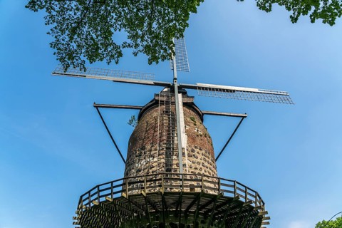 Mill tower in the town of Zons, Dormagen, Lower Rhine, North Rhine-Westphalia, Germany, Europe