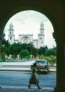 Cathedral, built in 1763, Mérida, Mexico 1961, seen from the parish hall Catedral de Mérida San