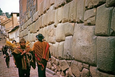 Subtitle: Inca palace wall, Cuzco, Peru, South America 1962, South America