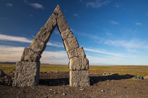 Arctic Henge, near Raufarhöfn, Iceland, It is inspired by the mythical world of eddic poem Völuspá