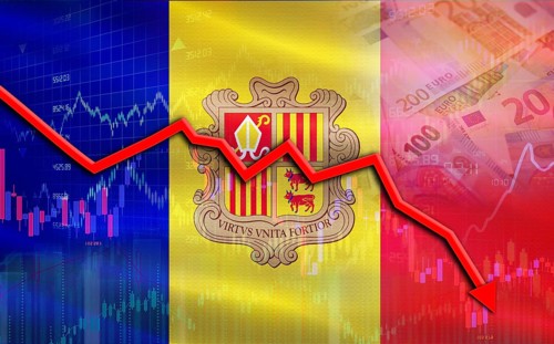 Financial fall of Andorra on economy market. Andorra financial crisis on economic graph