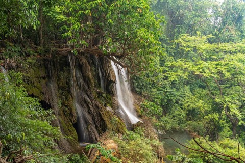 The multi-levelled Kuang Si waterfall near Luang Prabang, Laos, Asia