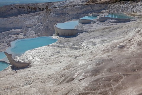 Sintered limestone terraces of Pamukkale, Pamukkale, Denizli province, Aegean region, Turkey, Asia