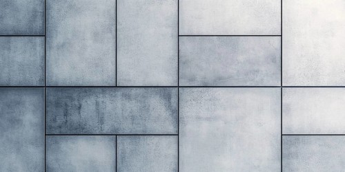 Banner with different sized gray square shaped tiles. Generative AI, AI generated