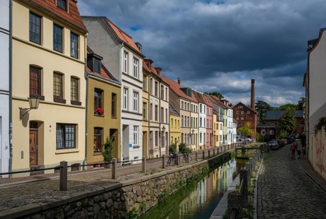 Wismar, Mecklenburg-Western Pomerania, Germany, renovated old town of the Hanseatic city of Wismar,
