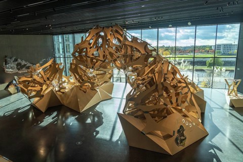 Exhibition in the interior of the Museum for Future Issues Futurium in Berlin, Germany, Europe