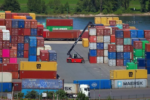 Duisburg, Ruhr area, North Rhine-Westphalia, Germany, container terminal in the port of Duisburg on