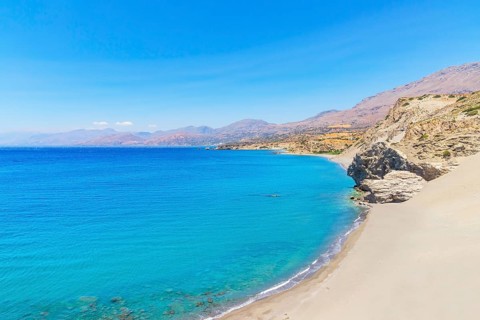 View of Agios Pavlos beach and coastline, Agios Pavlos, Southern Crete, Crete, Greek Islands,