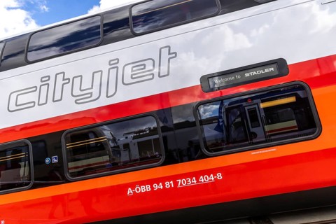 KISS multiple unit, EMU from Stadler. ÖBB passenger transport. InnoTrans 2024. international trade