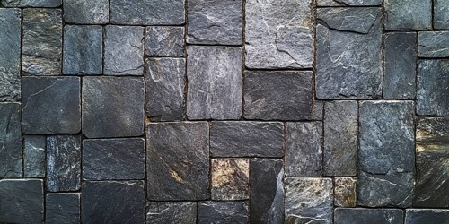 Banner with irregular square shaped gray cobblestones. Generative AI, AI generated