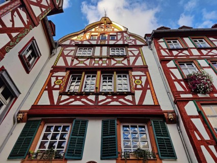 Gabled half-timbered houses on the medieval market square in the old town centre of