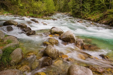 Fast flowing water, River Bela near Prbylina, Slovakia, Europe