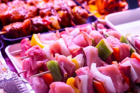 Meat counter in a butcher's shop