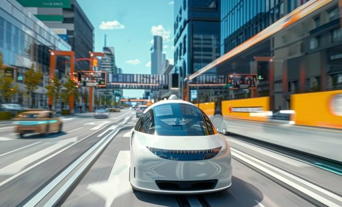 Robotaxi self-driving cars and driverless taxi on the city streets. Autonomous driving pilot., AI
