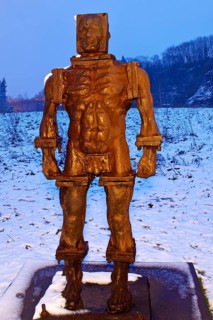 People made of iron, multi-part iron sculpture by Zbigniew Fraczkiewicz at the Henrichshütte in