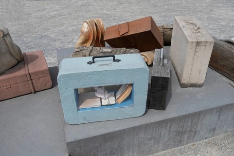 Detail of the memorial for deported Jews during the Nazi era at the DenkOrt Deportationen, 1941 to