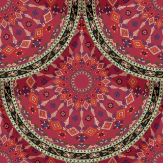 Seamless Latvian embroidery circular pattern, vector template for your design