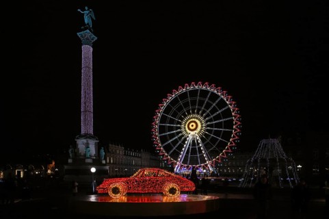 Night shot, Christmas market, highlights, illumination, with Porsche 911, Porsche Museum, landmark,