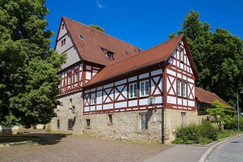 Varbüler Castle, Hemmingen Castle, the new building, half-timbered, former seat of the barons of