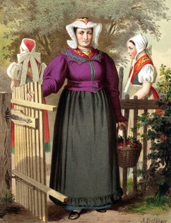 Traditional costumes in Germany around 1820, Province of Silesia, Tannhausen, A woman in