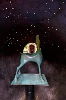 Sculpture of a thoroughbred horse under a starry sky, Irish National Stud, The Irish National Stud