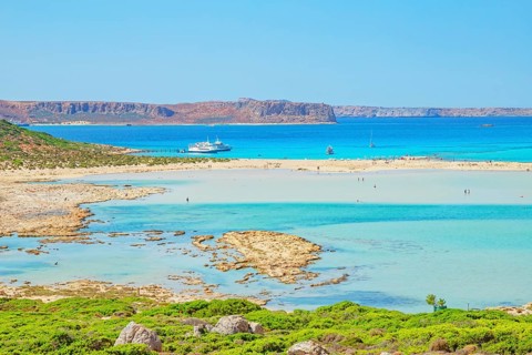 View of Balos bay, Gramvousa Peninsula, Chania, Crete, Greece, Europe