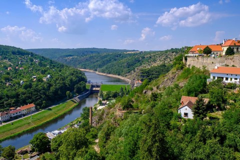 View from the Wenceslas Chapel to the Dyje Valley, Old Town, Znojmo, Znojmo, Okres Znojmo, Kraj