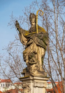 Statue of Augustine of Hippo, Charles Bridge, Prague - Praha, Czech Republic, Europe