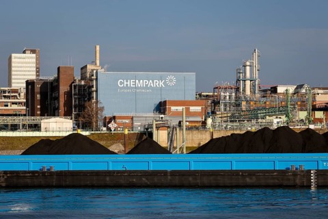 Leverkusen, North Rhine-Westphalia, Germany - Bayer Chempark Leverkusen, plant site on the Rhine,