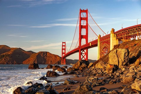The Golden Gate Bridge and Marshall Beach in San Francisco, California, United States of America,