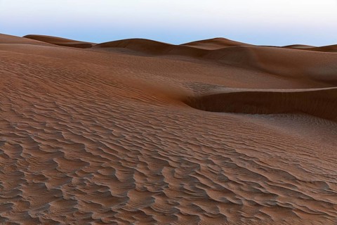 Sand structure formed by the wind, in the Rub al Khali desert, Dhofar province, Arabian Peninsula,